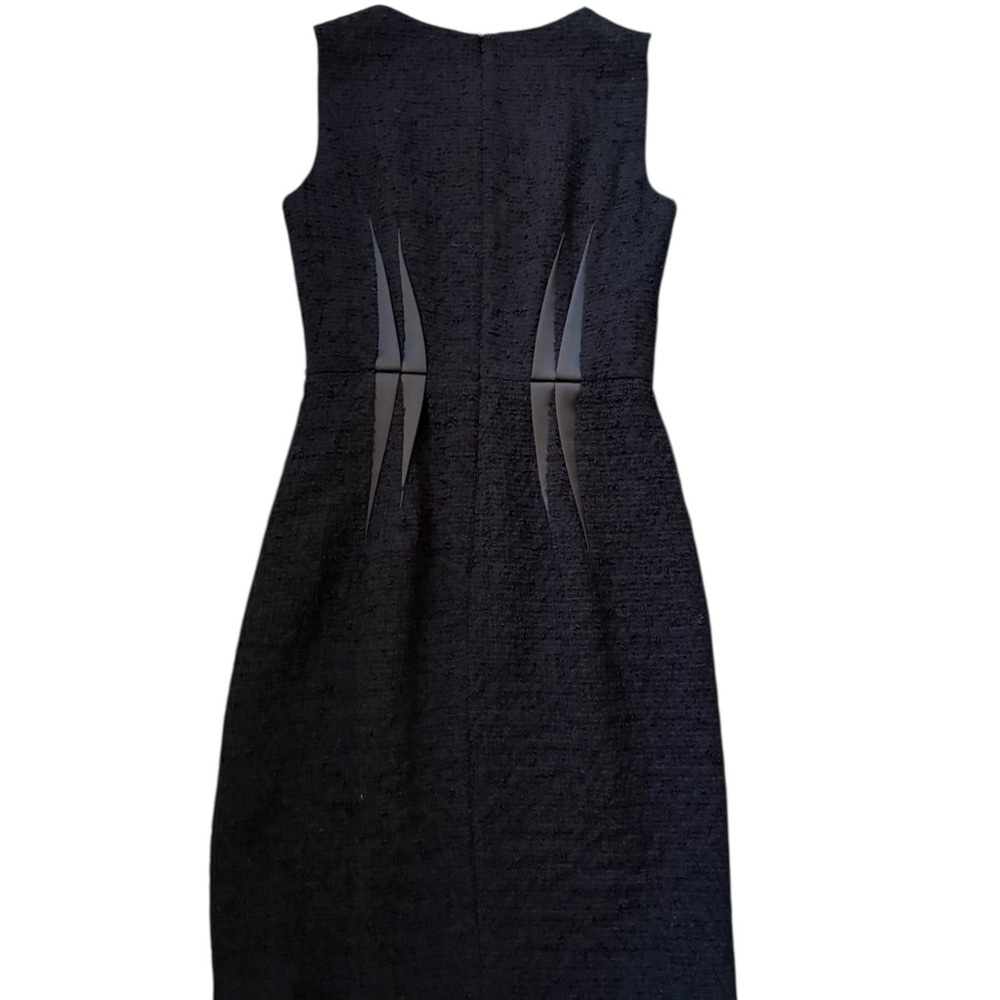 Armani Collezioni Wool Blend Tweed Black Sleeveless Sheath Midi Dress Size 2 - Picture 7 of 15